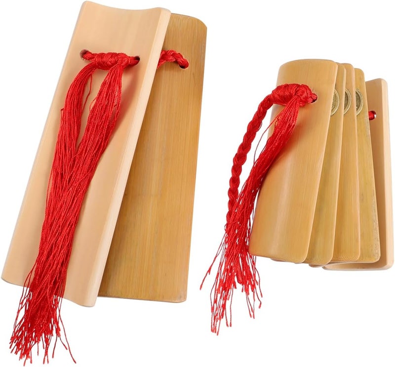 NULYLU 1Pair Allegro Bamboo Castanets Pair Traditional Kuaiban Percussion Instrument for Adults Wooden Musical Instrument Accessories with Loud Clear Sound Smooth Surface for Performances - Image 1